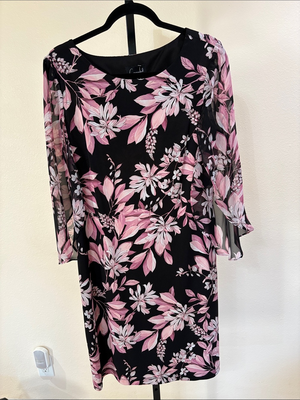 Connected Apparel Black Pink floral Dress Size 10